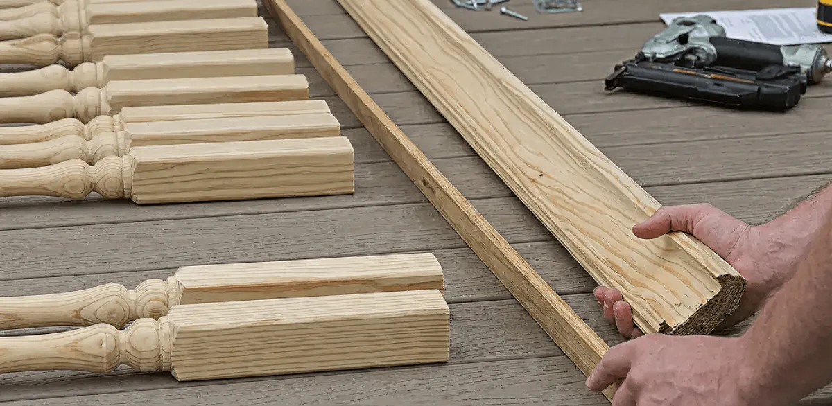 Handrail installation materials and wood components for stair rail work in Dallas, TX